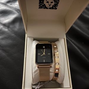 Anne Klein women’s Ceramic Diamond Dial Watch + bracelet -